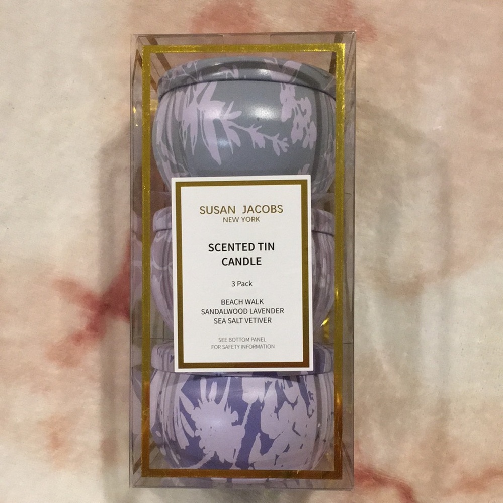 Susan Jacobs New York Scented Candle Floral Tins Trio NWT 3x3oz